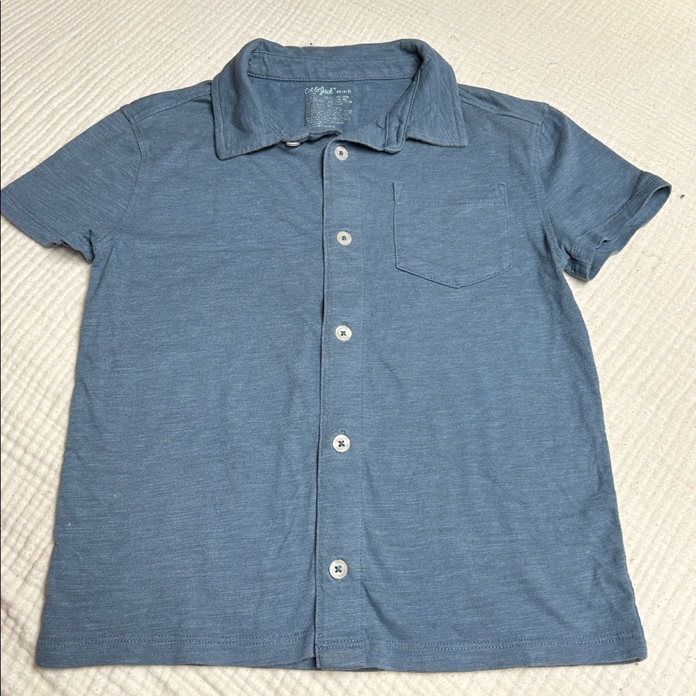 Cat&Jack Blue Short Sleeve Button-Up Shirt